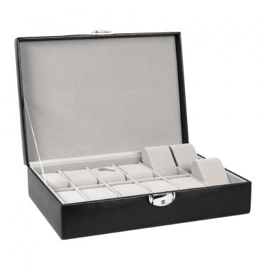 Black smooth finish watch case for 12 watches