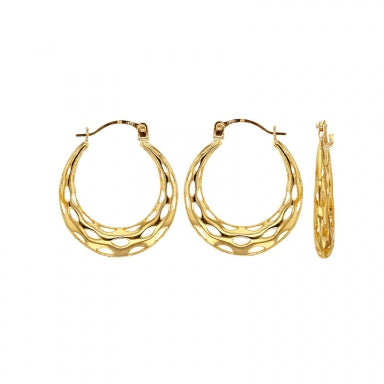 Creole hoops 9ct gold Lace cut finish