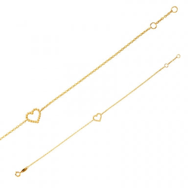 18ct gold bracelet with beaded heart feature