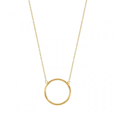 18ct gold circle necklace, 16mm diameter