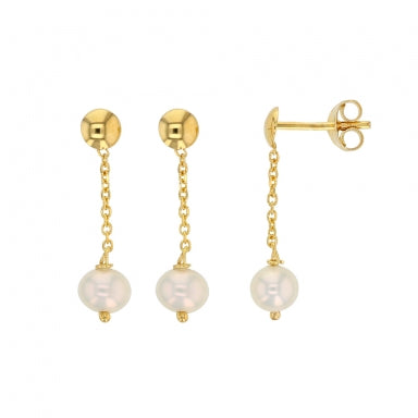 18ct gold drop earrings with cultured freshwater pearl 4 - 4.5mm