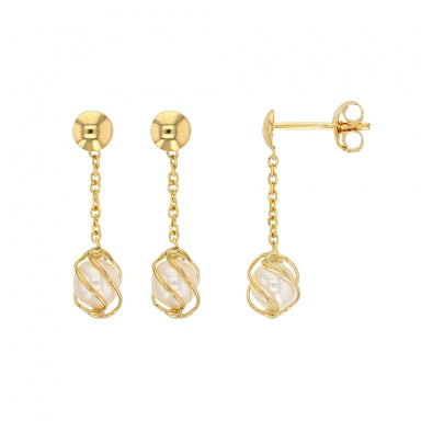 18ct gold drop earrings with cultured freshwater pearl