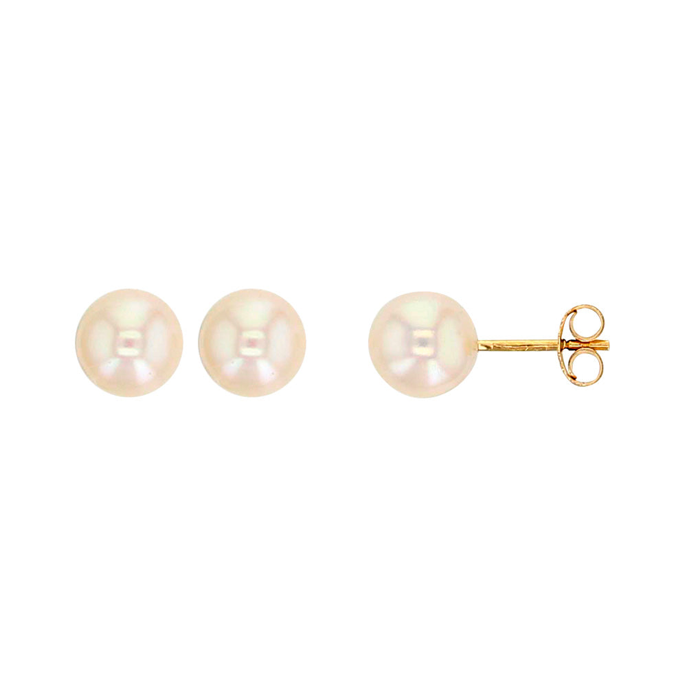 18ct gold earrings set with a 7mm cultured freshwater pearl