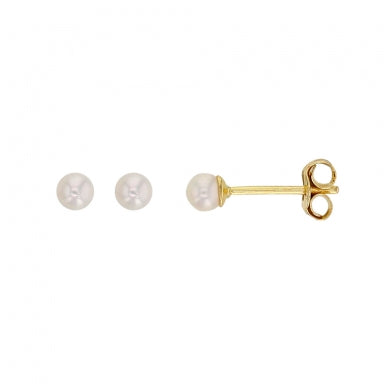 18ct gold earrings set with 3mm cultured freshwater pearl