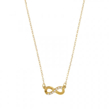 18ct gold infinity necklace set with cubic zirconia