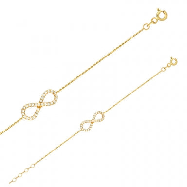 18ct gold infinity symbol bracelet set with cubic zirconia