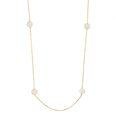 9ct gold necklace with cultured freshwater pearls at intervals