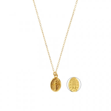 18ct gold pendant necklace set with miraculous medal