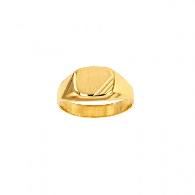 9ct gold rectangular signet ring with chiselled corner