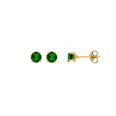 18ct gold stud earrings with claw set Emeralds