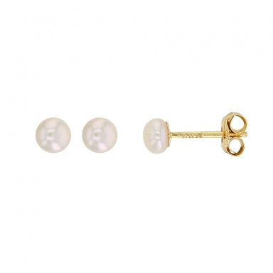 18ct gold studs set with 4mm cultured freshwater pearl