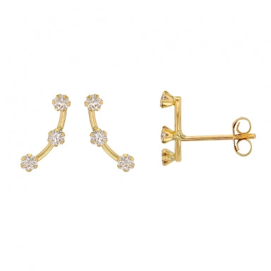 9ct gold wave shaped earrings set with cubic zirconia