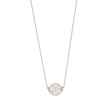 9ct white gold necklace set with a cultured freshwater pearl