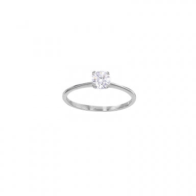 9ct white gold solitaire ring with claw-set 5mm cubic zirconia