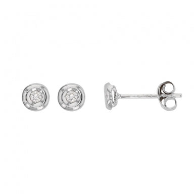 18ct white gold stud earrings set each with a 0.018ct diamond