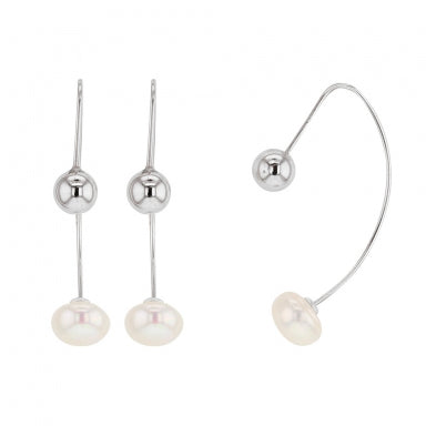 Cultured freshwater pearl original pull through earrings