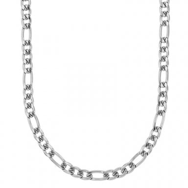 Figaro link chain necklace in steel, regular pattern