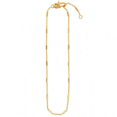 Gold-plated ankle chain with alternate bars and trace chain links