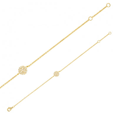 Gold plated bracelet with micro pavé-set cubic zirconia central disc