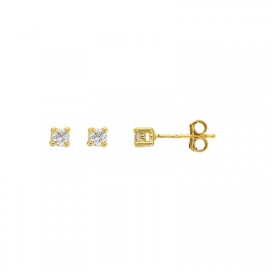 Gold plated claw set cubic zirconia stud earrings