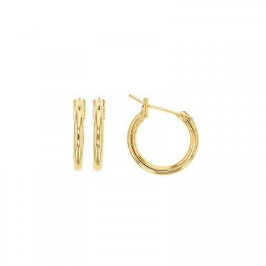 Gold plated creole hoop earrings with hook fastener