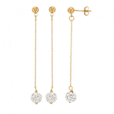 Gold plated drop earrings with micro pavé-set pendant