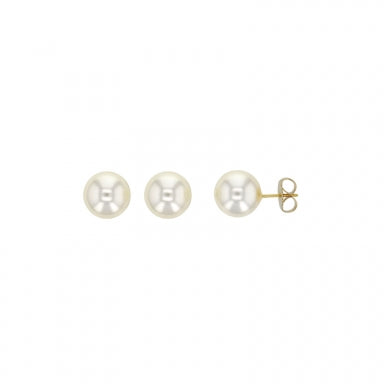 Gold-plated, 14 mm white Marjorica pearl stud earrings