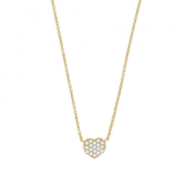 Gold plated necklace with micro pavé-set heart detail, 40cm + 2