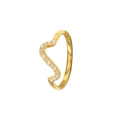 Gold plated ring with micro pavé-set wave motif