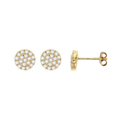 Gold plated round micro pavé-set stud earrings