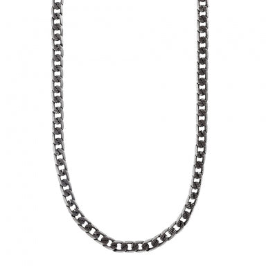 Grey-coloured steel oval-link neck chain