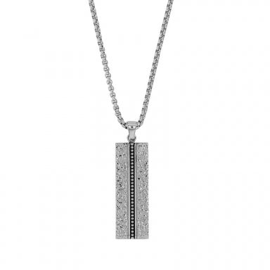 Hammered rectangular necklace in shiny steel