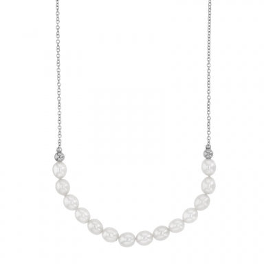 Necklace Freshwater pearl and Rhodium-plated sterling silver AAA quality