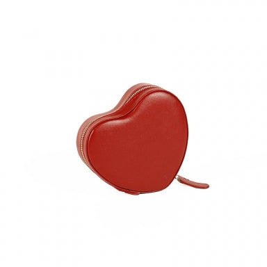 Small heart-shaped jewelery box with synthetic sheathing smooth aspect red