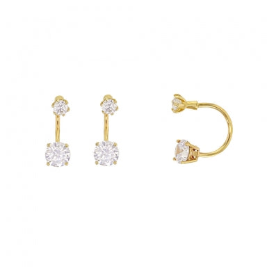 Pull through 9ct gold ear cuffs set with cubic zirconia