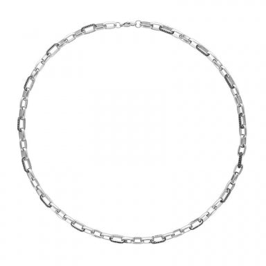 Steel oval belcher chain necklace for Him with alternate fancy links