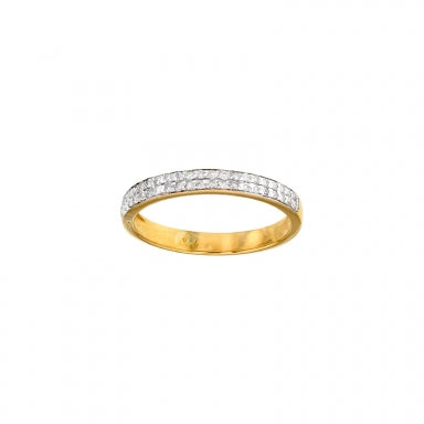 Two-coloured 18ct gold engagement ring set with 2 rows of diamonds 0.2ct