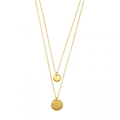 Two-strand gold-plated CIRCLE MANIA necklace with disc pendants