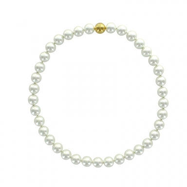 White Majorica pearl necklace with gold-coloured brass magnetic clasp