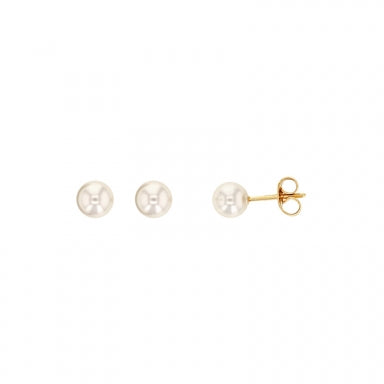 White Majorica pearl stud earrings on gold plated backs