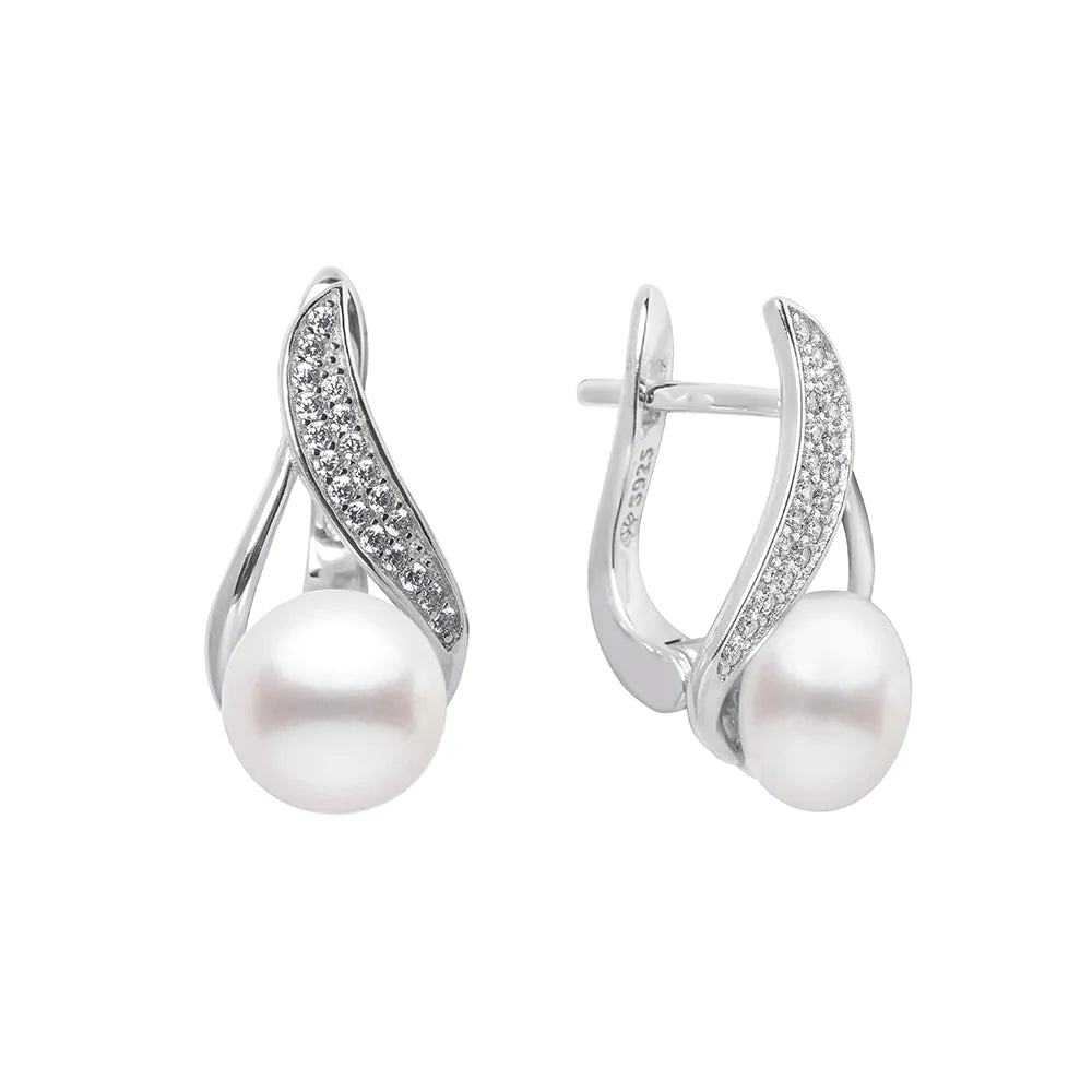 White Pearl Latch Back Earring