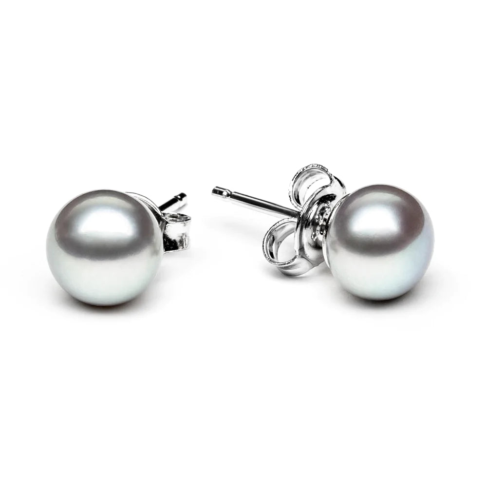 Gray Pearl Stud Earring