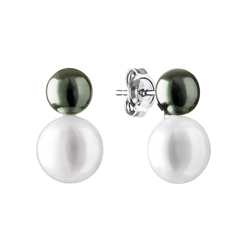 Black White Pearl Stud Earring