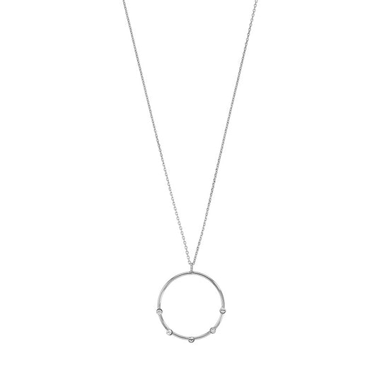 Circle  Rhodium Silver Necklace