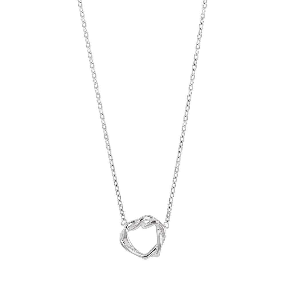 Entwined Hearts Silver Necklace