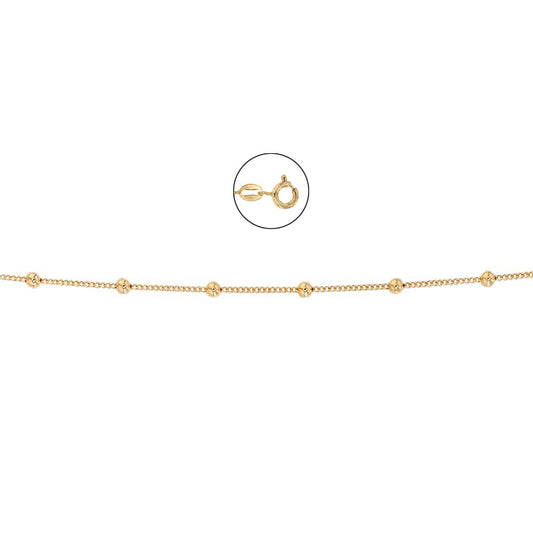 Gold-Coloured Sterling Silver Beaded Chain