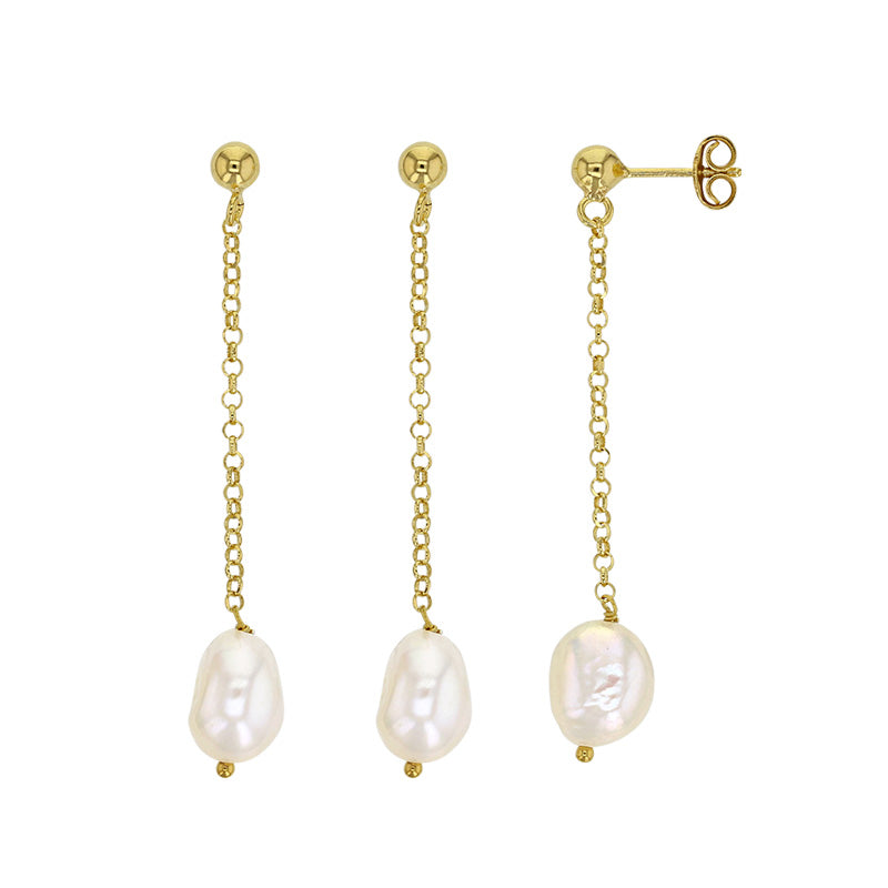 Gold-Coloured Sterling Silver Drop Earrings