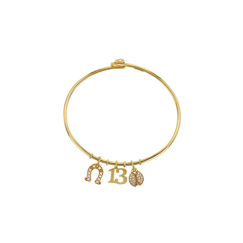 Gold-Coloured Lucky Charm Bangle Set