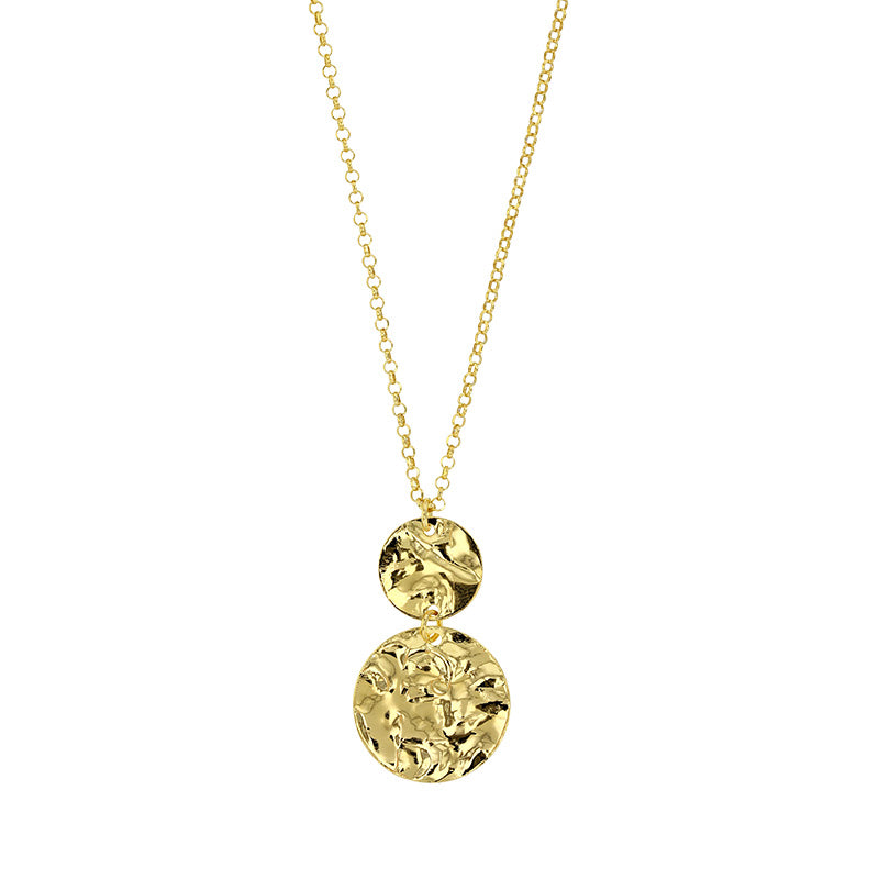 Suspended Twin Hammered Gold Necklace