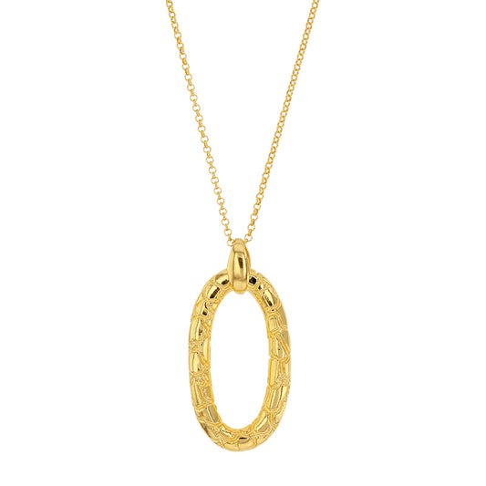 Gold Necklace Tortoiseshell Finish Oval pendant